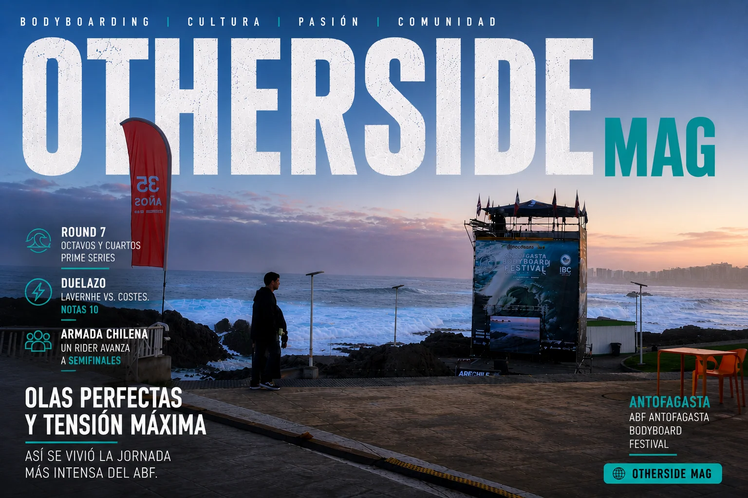 Olas perfectas y tensión máxima: así se vivió el Round 7 del ABF Antofagasta Bodyboard Festival